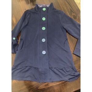 Matilda Jane A Million Little Things Jacket Small Blue Zip Button Up Peacoat